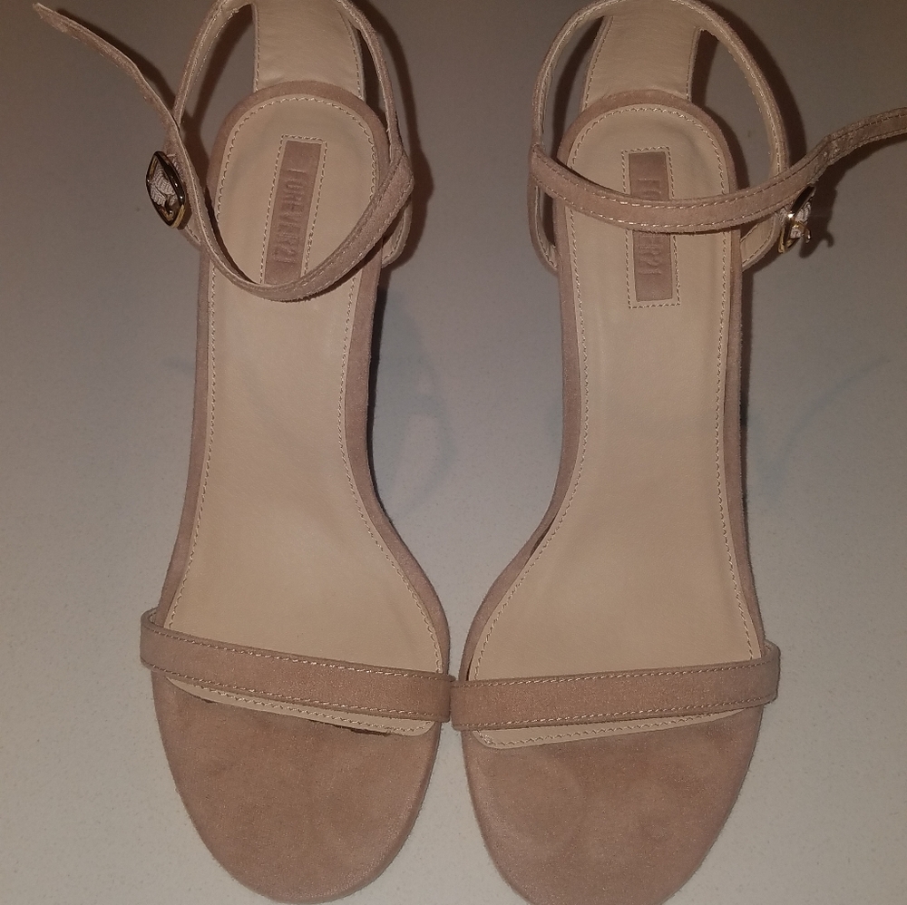 Forever 21 beige faux suede barely there heel